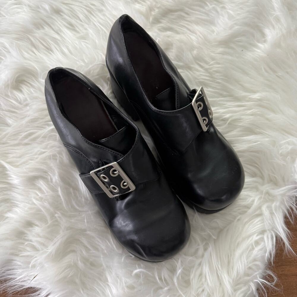 Lower East Side | Vintage Y2K Black Mega Platform Chunky Booties Mary Jane Shoes - Picture 3 of 11
